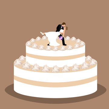 recommend clip art: Wedding cake with bride and groom figurine.