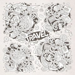 Set of travel planning objects and symbols