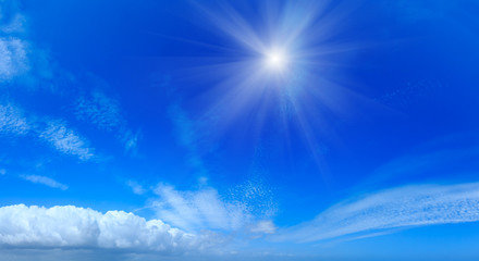 Fototapeta na wymiar Sunshine and clouds in blue sky.
