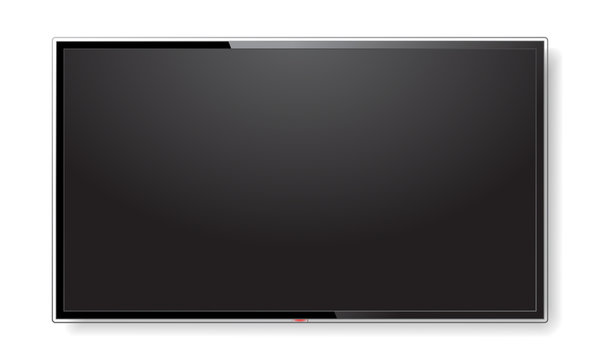 Realistic TV screen mock up isolated on white