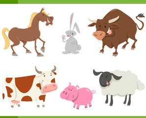 Fototapeta premium cute farm animals cartoon set