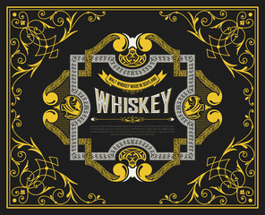 Whiskey Label with vintage ornaments