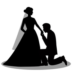 the bride and groom silhouette.