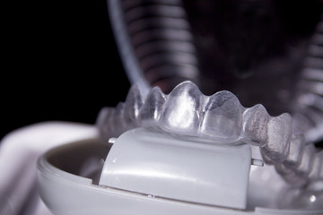 Closeup of invisible orthodontics
