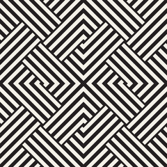 Repeating Geometric Stripes Tiling. Vector Seamless Monochrome Pattern