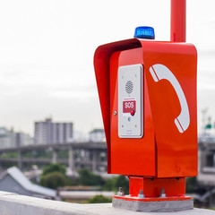 Emergency call box on highway in Bangkok Thailand