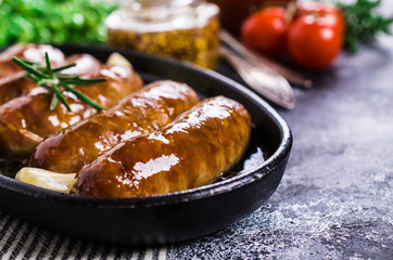 Baked meat sausages