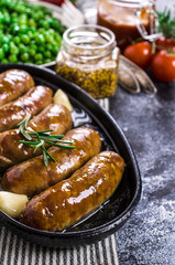 Baked meat sausages
