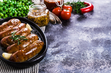 Baked meat sausages