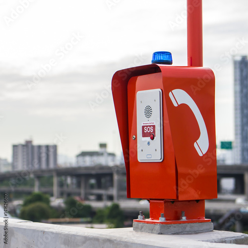 "Emergency call box on highway in Bangkok Thailand" Stock photo and