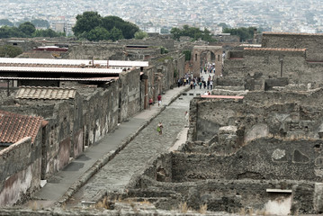 Fototapeta na wymiar Top view the ancient city of Pompeii