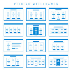 Pricing tables Wireframe components. Prototype.