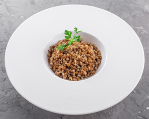 Buckwheat porridge, cereals, corn, breakfast, healthy food, diet, organic food, buckwheat, garnish