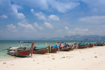 Traditional thai longtail boat at  Poda  island ,Thailand