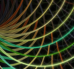 Curves and lines. Fractal design. Abstract background. Isolated on black background.