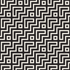 Maze Tangled Lines Contemporary Graphic. Abstract Geometric Background Design. Vector Seamless Pattern.