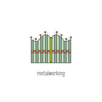 Decorative metal forging line icon