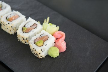 Sushi on stone tray