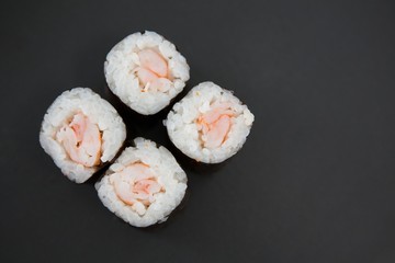 Sushi on black background