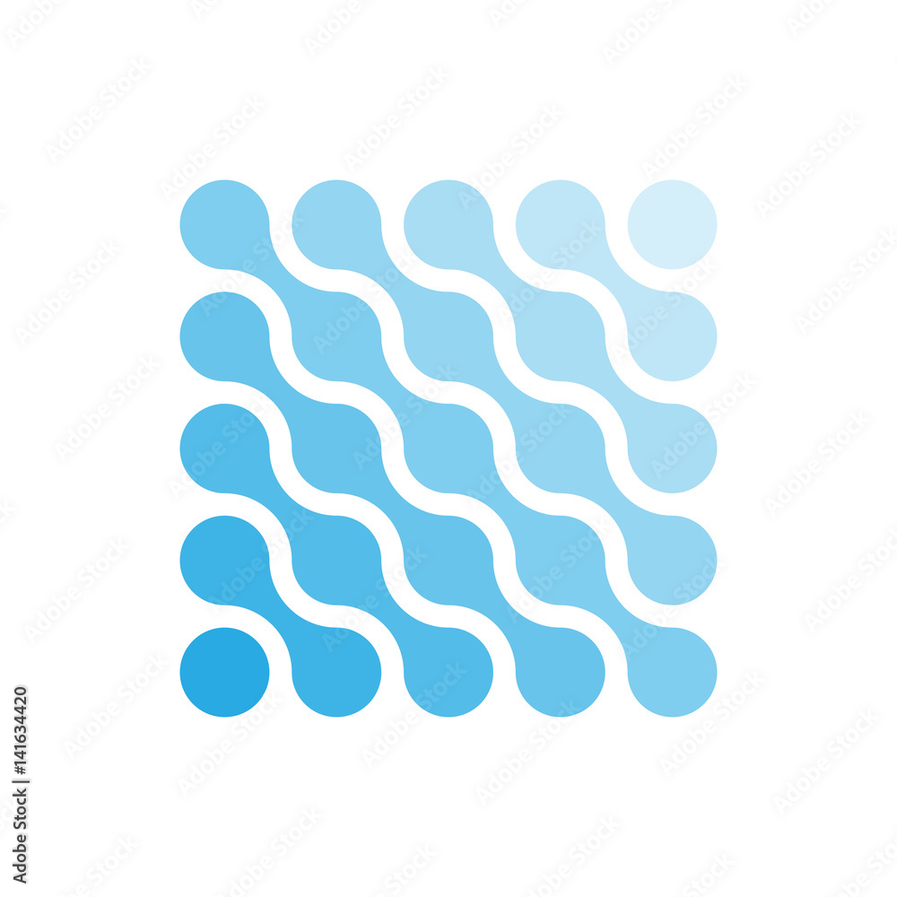 Poster connected dots in a shape of rhombus and shades of blue. water theme concept. abstract design elemen
