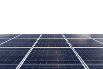 Blue photovoltaic solar panels on rooftop isolated on white background.( With clipping path.)