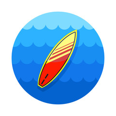 Fototapeta premium Surfboard on the water icon. Summer. Vacation