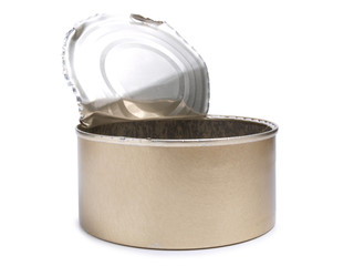 Metal can on a white background
