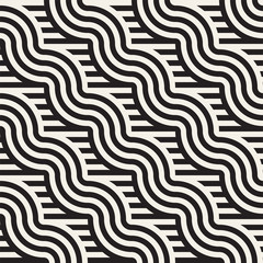 Obraz premium Seamless geometric pattern. Abstract stripy geometric background. Stylish vector rounded lines print
