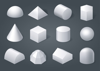 Set of different geometric shapes of gypsum. Vector graphics - obrazy, fototapety, plakaty