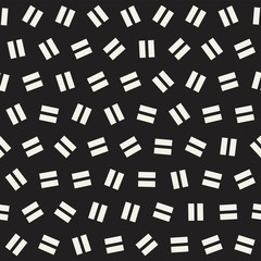 Obraz premium Geometric Scattered Shapes. Vector Seamless Black and White Pattern