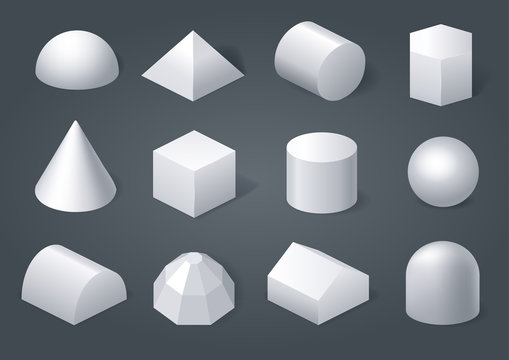 Set of different geometric shapes of gypsum. Vector graphics