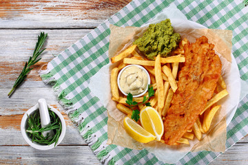 fried Beer Batter fish fillet with chips