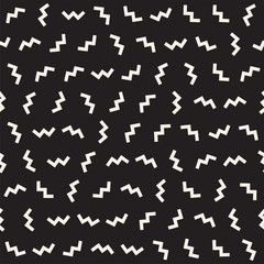 Trendy Texture With Scattered Geometric Shapes. Vector Seamless Pattern.