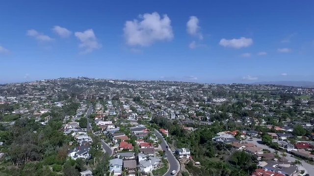 Panoramic aerial view from drone of Orange County beach city of San Juan Capistrano