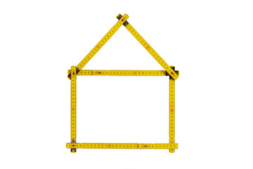 Meterstab gefaltet in Form von einem Haus