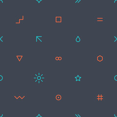 Thin flat seamless pattern on dark gray