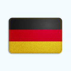 National flag of Germany with denim texture and orange seam. Realistic image of a tissue made in vector illustration.