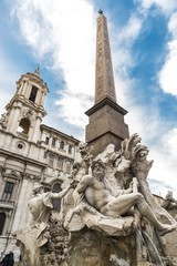 Fototapeta na wymiar Fountain of the Four Rivers in Piazza Navona in Rome, Italy