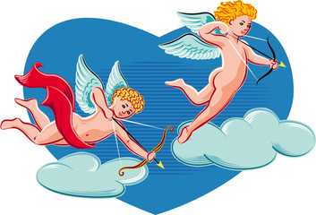 Cupids intent to shoot love arrows.