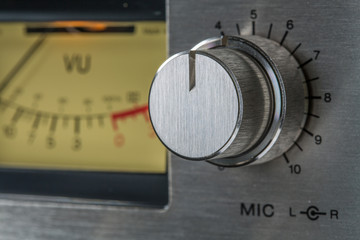 Record Level Knob Of Vintage Cassette Recorder 