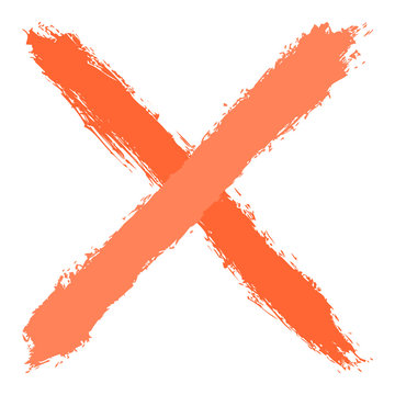 Orange criss cross brushstroke delete sign