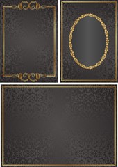black invitation template with decorative golden frames