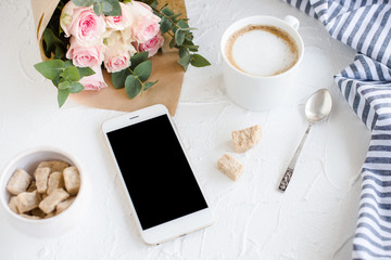 elegant lady blogger workspace