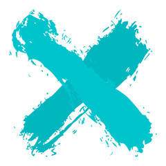 Turquoise criss cross brushstroke delete sign