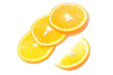 Cut orange on white background