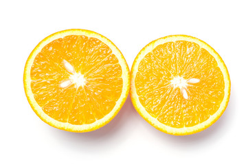 Cut orange on white background
