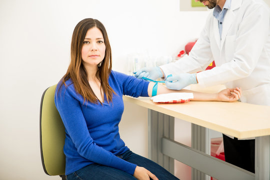 Nervous Patient Getting A Blood Test