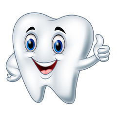 Obraz premium Cartoon tooth giving thumbs up