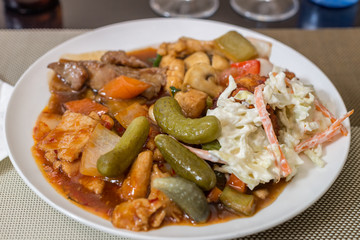 plate of Chinese food closeup