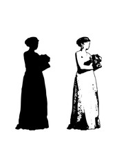 silhouette of woman with flowers vector